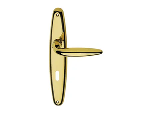 KUBA - Classic style brass door handle on back plate with lock _ LINEA CALI'